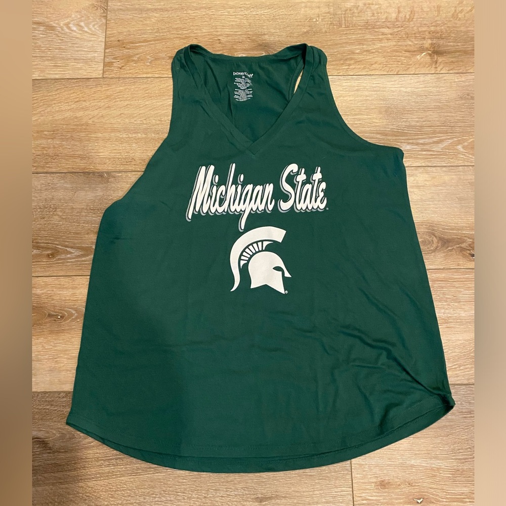 NCAA Women’s Tank Top Shirt Sleeveless Michigan State College Football Green XL
